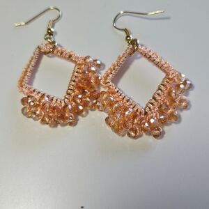 Cato Sparkly Peach Beaded Dangling Earrings